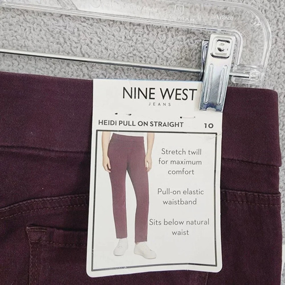 NWT Nine West Jeans Heidi Pull-On Straight Pants Stretch Maroon Sz 10    14PT - Picture 5 of 9